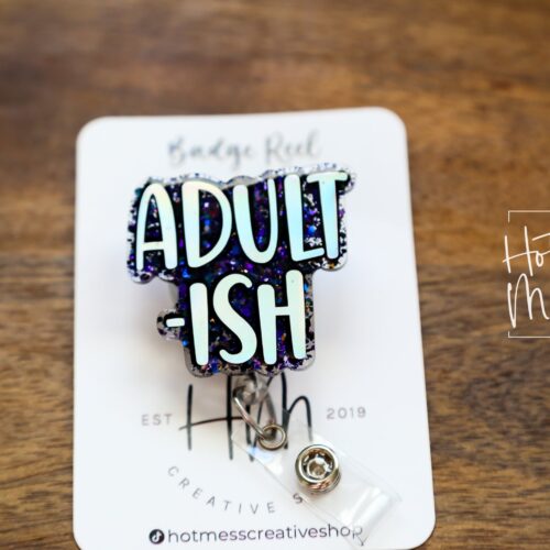 il_fullxfull.4277357229_damf Funny Badge Reel, Adultish RN ID Holder, Retractable Acrylic Badge Reel, Nurse Gift, Night Shift, Dark Humor