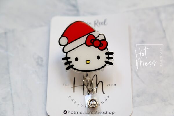 Santa Badge Reel, Christmas Badge Reel, Nurse Badge Reel, Retractable ID Holder, Interchangeable, Stocking Stuffer, Office Badge Reel