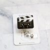 Movie Clapper Badge Reel, Clapper Board ID Holder, Retractable Acrylic Badge Reel, Drama Teacher, TV Producer Gift, Film Student Gift