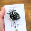 il_fullxfull.4308548119_62dy Black Anatomical Heart Badge Reel, Cardiologist Badge Reel, Nurse Badge Reel, Retractable ID Holder, Interchangeable, Glitter Badge Reel