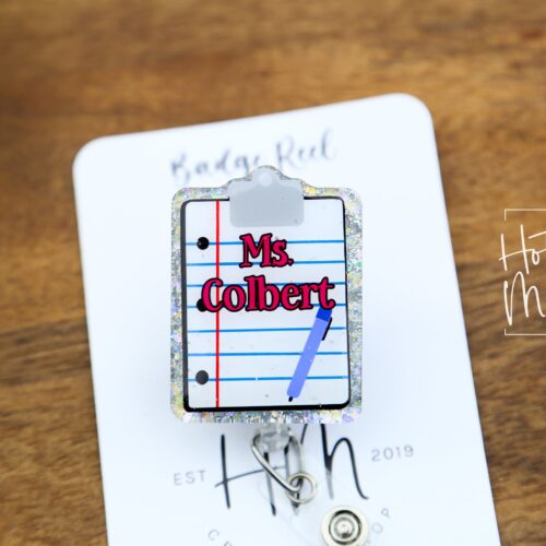 Personalized Teacher Badge Reel, ID Holder, Interchangeable Badge Reel, Clipboard, Teacher Gift
