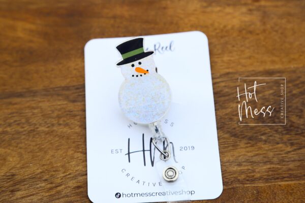 Snowman Badge Reel, Christmas Badge Reel, Nurse Badge Reel, Retractable ID Holder, Interchangeable, Glitter Badge Reel, Winter ID Holder