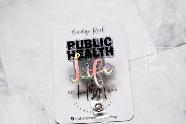 il_fullxfull.4308735103_9e8t Public Health Badge Reel, ID Holder, Interchangeable and Retractable, Glitter Badge Reel