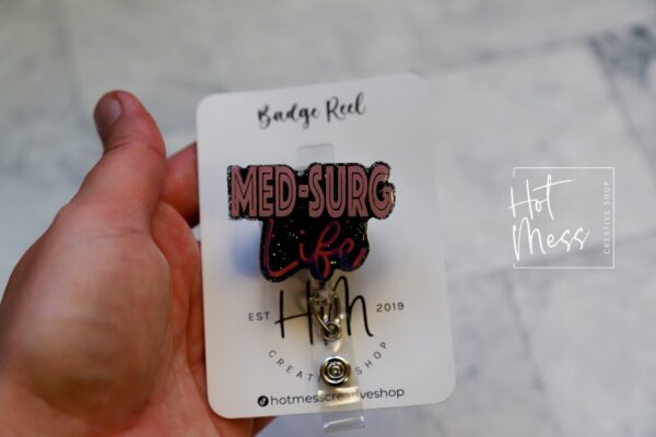 il_fullxfull.4309180738_oy51 Med Surg Life Badge Reel, Retractable Badge Reel, Interchangeable Badge Reel, Funny Nurse ID Holder, Nurse Gift