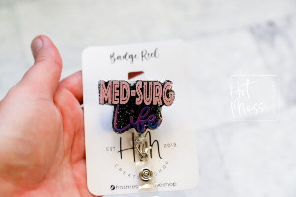 il_fullxfull.4309181490_l6ax Med Surg Life Badge Reel, Retractable Badge Reel, Interchangeable Badge Reel, Funny Nurse ID Holder, Nurse Gift