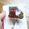 I put out for Santa Badge Reel, Christmas Badge Reel, Funny Badge Reel, Retractable ID Holder, Interchangeable, Glitter Badge Reel