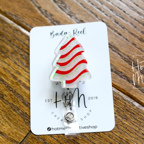 il_fullxfull.4332683148_1tfd Christmas Tree Badge Reel, Christmas Badge Reel, Funny Badge Reel, Retractable ID Holder, Interchangeable, Glitter Badge Reel