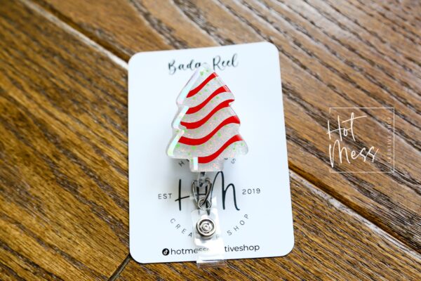 Christmas Tree Badge Reel, Christmas Badge Reel, Funny Badge Reel, Retractable ID Holder, Interchangeable, Glitter Badge Reel