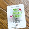Nice, Naughty, I tried Badge Reel, Christmas Badge Reel, Funny Badge Reel, Retractable ID Holder, Interchangeable, Glitter Badge Reel