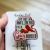 I'm not a hot mess I'm a spicy disaster Badge Reel, Funny Badge Reel, Retractable Badge, Interchangeable ID Holder