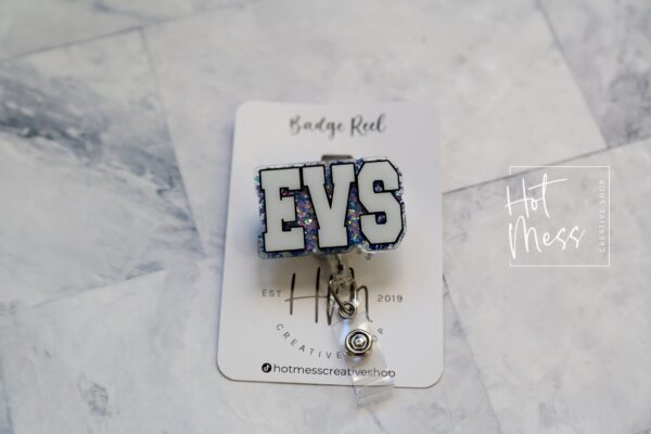 EVS Badge Reel, Environmental Services ID Holder, Custodian ID Holder, Retractable Acrylic Badge Reel