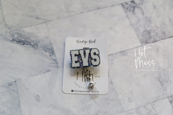 EVS Badge Reel, Environmental Services ID Holder, Custodian ID Holder, Retractable Acrylic Badge Reel
