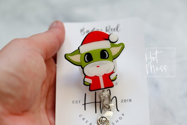 Santa Badge Reel, Christmas Badge Reel, Nurse Badge Reel, Retractable ID Holder, Interchangeable, Stocking Stuffer, Office Badge Reel