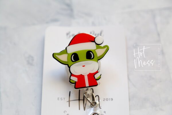 Santa Badge Reel, Christmas Badge Reel, Nurse Badge Reel, Retractable ID Holder, Interchangeable, Stocking Stuffer, Office Badge Reel