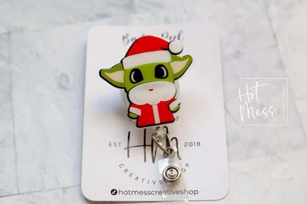 Santa Badge Reel, Christmas Badge Reel, Nurse Badge Reel, Retractable ID Holder, Interchangeable, Stocking Stuffer, Office Badge Reel