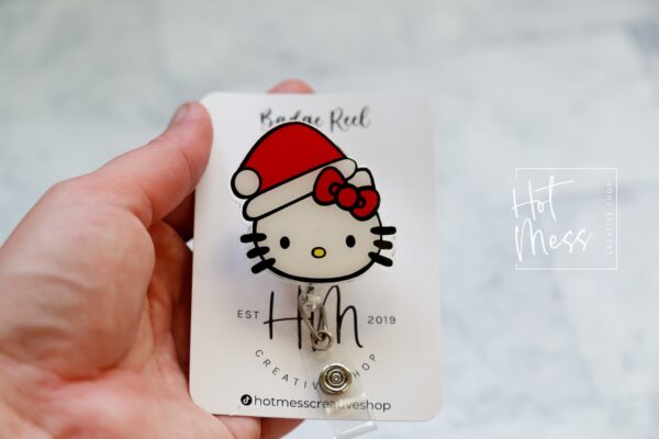 Santa Badge Reel, Christmas Badge Reel, Nurse Badge Reel, Retractable ID Holder, Interchangeable, Stocking Stuffer, Office Badge Reel