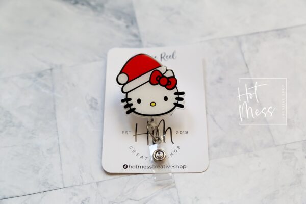 Santa Badge Reel, Christmas Badge Reel, Nurse Badge Reel, Retractable ID Holder, Interchangeable, Stocking Stuffer, Office Badge Reel
