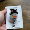 Snowman in a fancy hat Badge Reel, Christmas Badge Reel, Nurse Badge Reel, Retractable ID Holder, Glitter Badge Reel, Winter ID Holder