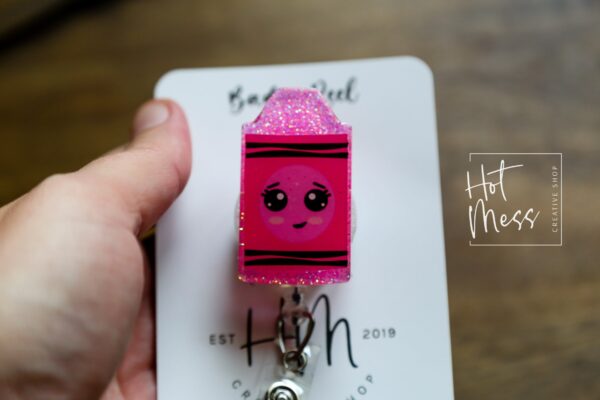 Teacher Badge Reel, Crayon ID Holder, Daycare ID Holder, Interchangeable Badge Reel, Teacher Gift, Back to School