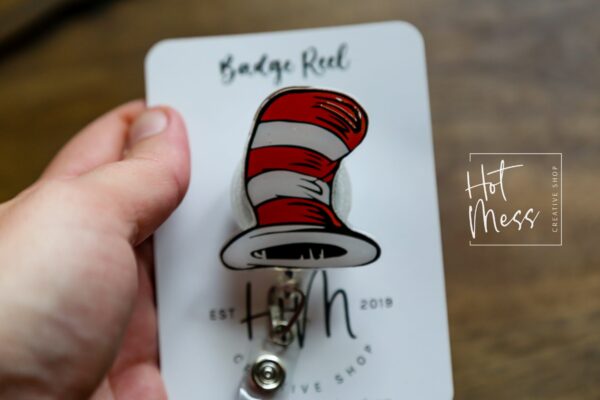 Cat Hat Badge Reel, Teacher Badge Reel, Librarian ID Holder, Interchangeable Badge Reel, Teacher Gift