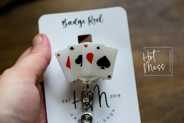 Casino Badge Reel, Poker Pin, Interchangeable, ID Holder, las vegas