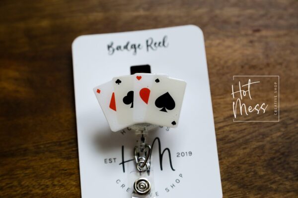 Casino Badge Reel, Poker Pin, Interchangeable, ID Holder, las vegas