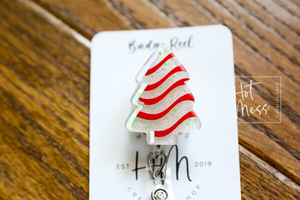 Christmas Tree Badge Reel, Christmas Badge Reel, Funny Badge Reel, Retractable ID Holder, Interchangeable, Glitter Badge Reel