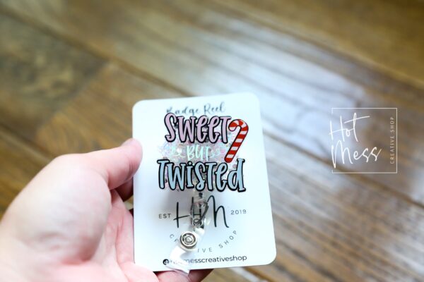 Sweet but Twisted Badge Reel, Christmas Badge Reel, Funny Badge Reel, Retractable ID Holder, Interchangeable, Glitter Badge Reel