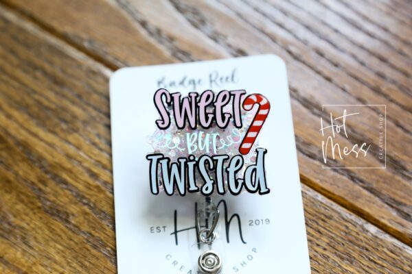 Sweet but Twisted Badge Reel, Christmas Badge Reel, Funny Badge Reel, Retractable ID Holder, Interchangeable, Glitter Badge Reel