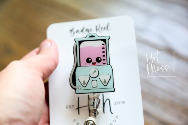 Embalming Machine ID Holder, Mortician Badge reel, Mortician ID Holder, Retractable Acrylic Badge Reel, Dark Humor, Funny Badge Reel