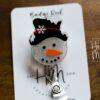 Snowman in a fancy hat Badge Reel, Christmas Badge Reel, Nurse Badge Reel, Retractable ID Holder, Glitter Badge Reel, Winter ID Holder