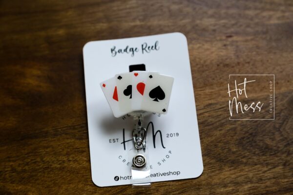 Casino Badge Reel, Poker Pin, Interchangeable, ID Holder, las vegas