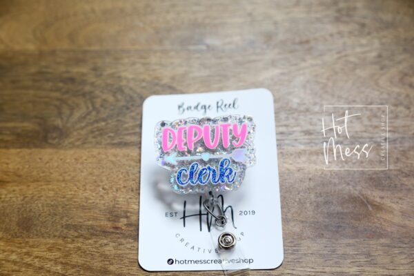 Deputy Clerk Badge Reel , Law ID Holder, courtroom worker Retractable Acrylic Badge Reel, deputy clerk gift