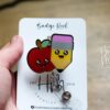 il_fullxfull.4431045256_4boz Pencil and Apple Teacher Badge Reel, ID Holder, Interchangeable Badge Reel, Pencil, Apple, Teacher Gift, Back to School