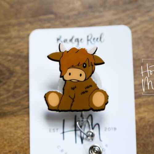 Highland cow badge reel, Interchangeable Badge Reel, Cute badge Reel, Teacher ID Holder, animal badge reel, Nurse Badge Holder