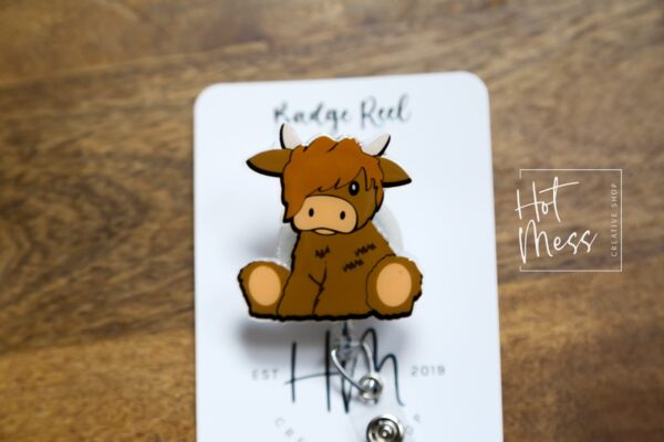 Highland cow badge reel, Interchangeable Badge Reel, Cute badge Reel, Teacher ID Holder, animal badge reel, Nurse Badge Holder