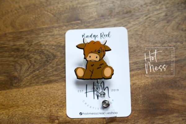Highland cow badge reel, Interchangeable Badge Reel, Cute badge Reel, Teacher ID Holder, animal badge reel, Nurse Badge Holder