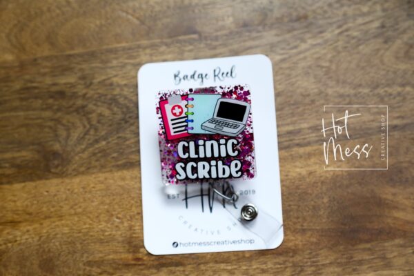 il_fullxfull.4449869602_1wvm Clinic Scribe Badge Reel, nurse appreciation badge reel, Clinic ID Holder, Urgent Care, Doctors office ID Holder