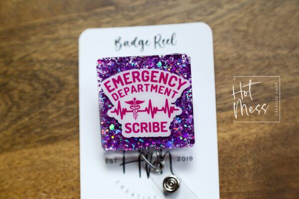 ED Scribe Badge Reel, nurse appreciation badge reel, Clinic ID Holder, Emergency Room Scribe, gift for er scribe