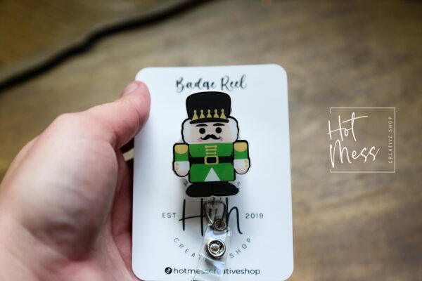 Nutcracker Badge Reel, Christmas Badge Reel, Nurse Badge Reel, Retractable ID Holder, Interchangeable, Winter ID Holder