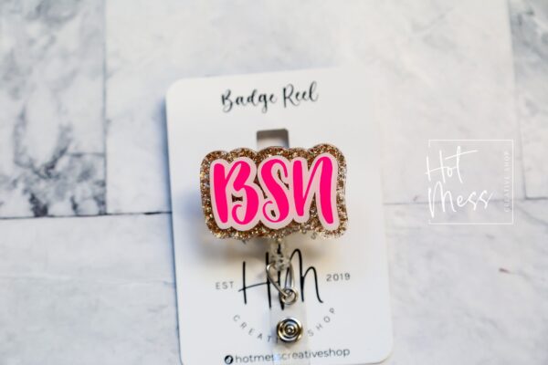 BSN Badge Reel, Nurse Badge Reel, Retractable Badge Reel, Interchangeable Badge Reel, Nurse Gift, Glitter Badge Reel, Stocking Stuffer