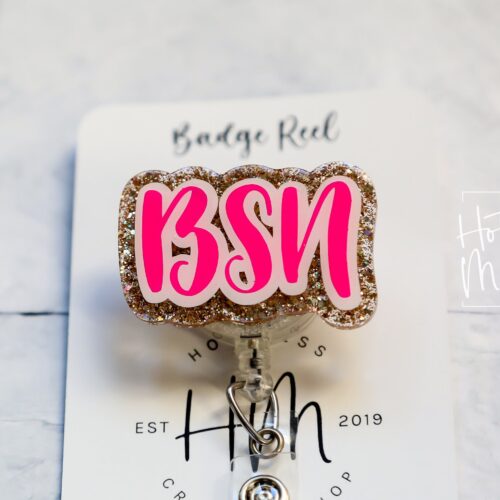 BSN Badge Reel, Nurse Badge Reel, Retractable Badge Reel, Interchangeable Badge Reel, Nurse Gift, Glitter Badge Reel, Stocking Stuffer
