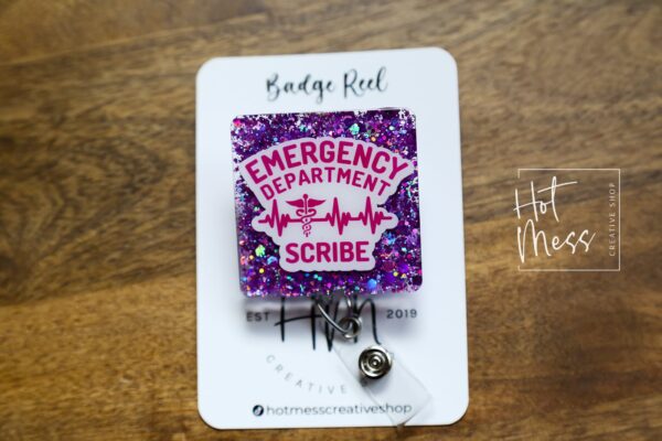 ED Scribe Badge Reel, nurse appreciation badge reel, Clinic ID Holder, Emergency Room Scribe, gift for er scribe