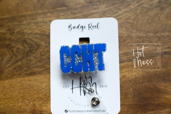 CCHT Badge Reel, Medical Badge Reels, Certified Clinical Hemodialysis Technician Gift, dialysis nurse ID Holder, Glitter Badge Reel