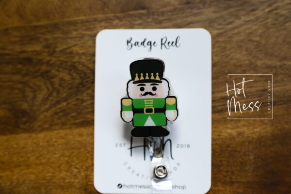 Nutcracker Badge Reel, Christmas Badge Reel, Nurse Badge Reel, Retractable ID Holder, Interchangeable, Winter ID Holder