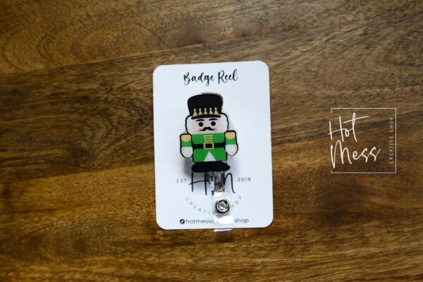 Nutcracker Badge Reel, Christmas Badge Reel, Nurse Badge Reel, Retractable ID Holder, Interchangeable, Winter ID Holder