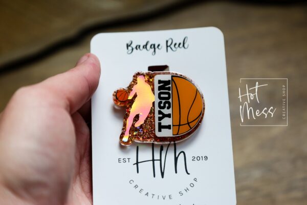 il_fullxfull.4497287247_d4dj Personalized Basketball Player Badge Reel, Basketball Coach Badge Reel, Sports coach badge reel, sports badge reel