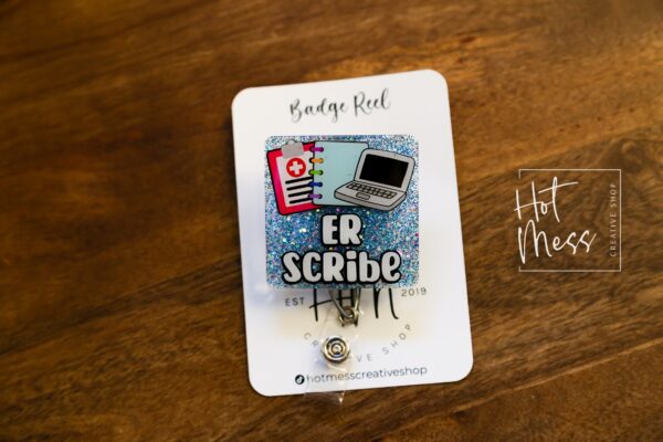 ER Scribe Badge Reel, nurse appreciation badge reel, ER id Holder, Urgent Care, Doctors office ID Holder