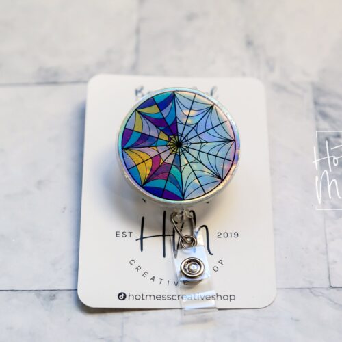 Holographic Spider Window Badge Reel, Retractable Badge Reel, Interchangeable Badge Reel, nevermore academy