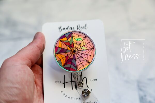 Holographic Spider Window Badge Reel, Retractable Badge Reel, Interchangeable Badge Reel, nevermore academy